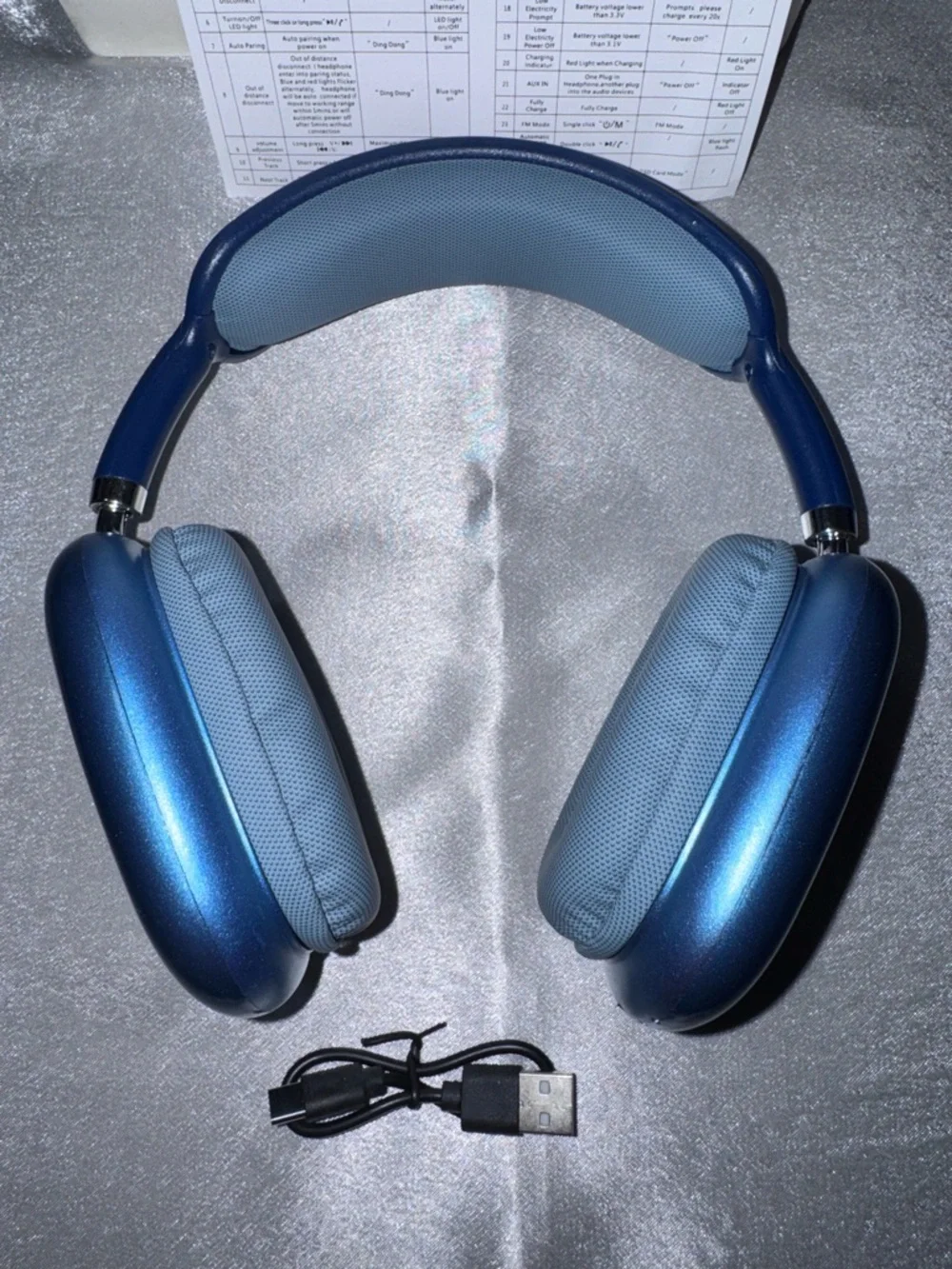 P9 Pro Max Over-Ear Wireless Headphones in Blue, NEW - Picture 8 of 15